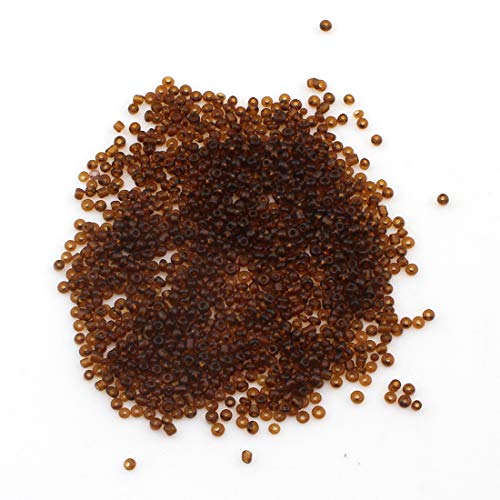Perlin Glass Seed Beads 2mm 11/0 Round Mini Small Pony Beads 6500pcs for Making Earrings Bracelets Pendants Waist Jewelry DIY Handmade Transparent Color Kit (Dark Brown) - color: Dark Brown