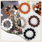100 Pcs 15mm Silicone Beads for Keychain Making, Pink Gream Silicone Beads Bulk Round for Bracelets Pens Crafts Jewelry Making (Brown White) - color: Brown White