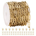 SMYHTGLIF 4 Meters Paperclip Chain Bulk for Jewelry Making Gold Stainless Steel Chain Roll Handmade Jewelry Making Supplies - color: Paperclip Gold