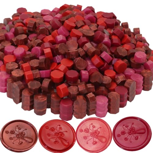 250Pcs Red Mix Sealing Wax Beads for Wax Seal Stamp, WaxSeal Beads Set with 50 Each of 5 Colors Perfect for Gift Sealing (250, Red Mix) - color: Red Mix