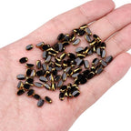 Glass Rice Beads Black 4x6mm 50pcs Faceted Oval Golden Edge Crystal Loose Beads for DIY Craft Jewelry Making - color: Black