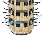 Ikee Design Free Assemble Wood Hexagon Rotating Jewelry Display Stand, 60 Removable Metal Hooks, Keychain Display Stand, Jewelry Organizer, Earring Bracelet Organizer, Oak Color, 8.3W x7.2D x 16.2H in - color: 6 side, Oak, 60 hooks