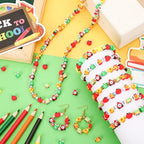 300pcs Back to School Polymer Clay Beads, Apple Pencil School Bus Spacer Beads for Jewelry Making First Day DIY Bracelet Necklace Accessories Craft Welcome Back to School Party Supplies - color: Red Green Yellow