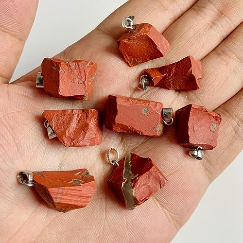 10pcs Irregular Raw Natural Red Stone Rock Pendant Healing Crystal Chakra Gemstone Charm for Jewelry Making DIY Necklace Earrings Accessories Reiki - color: Red Stone