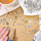 Charms for Jewelry Making Bulk Antique Silver Tibetan Alloy Pendants Love Word for Earring Bracelet Necklace - style: Music