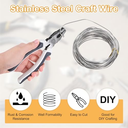 M METERXITY 15 Gauge Stainless Steel Craft Wire, 1.5mm 32.8 ft Bendable Floral Snare Wire for Jewelry Making/Sculpting/Armature Crafting/Floral Bonsai/DIY Crafts - size: 15 Gauge x 32.8 ft