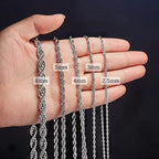 Twist Chain Necklace - Stainless Steel Rope Jewelry for Men & Women - size: 24 Inches, style: 2.5 mm Wide