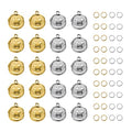 UMAOKANG Stainless Steel Charms Bulk for Jewelry Making Round Star Charm Pendant for Bracelet DIY Jewelry Supplies - color: Star Gold Silver