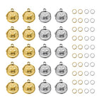 UMAOKANG Stainless Steel Charms Bulk for Jewelry Making Round Star Charm Pendant for Bracelet DIY Jewelry Supplies - color: Star Gold Silver