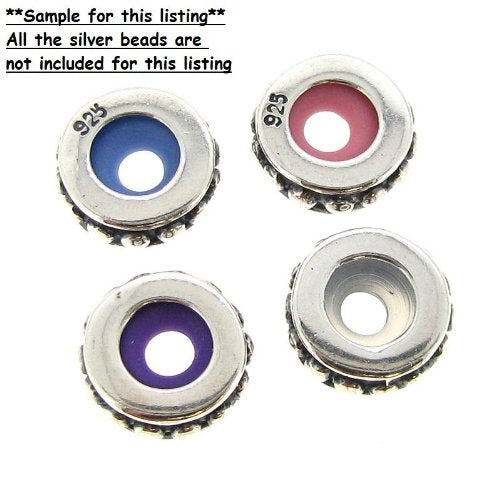 White Round Silicone Rubber Stopper Bead for European Charm Bracelets/Clips Bundle