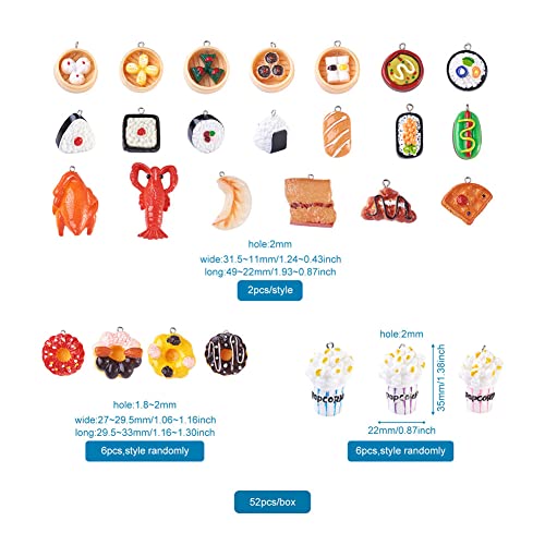 Cheriswelry Cup Cake Resin Pendants Lovely Food Sweet Dessert Dangle Charms Links Hanging Ornament with Metal Loop Fruit Pendants for Key Chains Bracelet Necklace Jewelry Making - color: Mixed Color&Shape