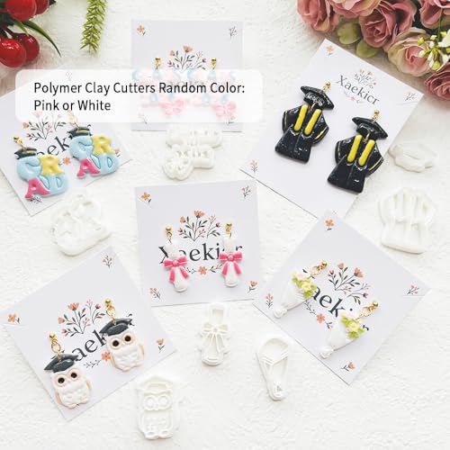 Graduation Polymer Clay Cutters Set - 9pcs Sharp & Durable Class of 2026, Grad, Owl, Cap, Gown, Cake & Star Shapes for DIY Earring Jewelry Making, Soft Clay Crafts & Class Party Supplies - color: 2N color