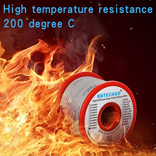 BNTECHGO 30 Gauge Silicone Wire Spool 100 ft Gray Flexible 30 AWG Stranded Tinned Copper Wire - size: 30 gauge silicone wire 100ft, style: Gray