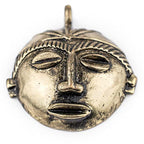 TheBeadChest Round African Brass Mask Pendant (58x62mm): Genuine West African Mask Design for DIY Jewelry & Necklaces - color: Brass, size: Medium (58x62mm)