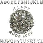 Looconi 400pcs Silver Letter Beads Pendant,A-Z,3D Loose Beads,Plastic Initial Charms for Jewelry Making,Key Chains,Crafts - color: PendantSilver