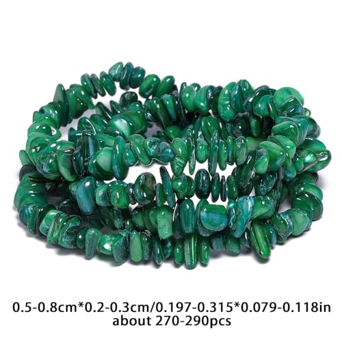 Chip Shell, 260pcs 5-8mm Irregular Shell Beads with Holes, Dark Green Shell & Jade Like Chip Beads for Jewelry Making - color: Dark Green