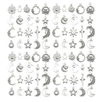 WOCRAFT 60pcs Antique Silver Sun Moon Star Bracelet Charms for Jewelry Making Sets DIY Necklace Bracelet Keychain Crafting Charms Kit Craft Supplies (SN833) - color: Antique Silver, size: Sun Moon Star Charms