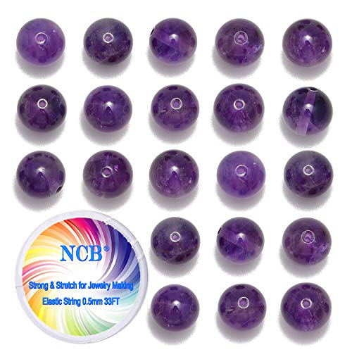 NCB 100pcs Original Natural Stone Beads Gemstone Round Loose Beads 6mm 8mm 10mm (Amethyst, 6mm 100Beads) - color: Amethyst, size: 6mm 100Beads