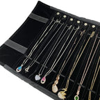 Portable Jewelry Roll Untangled Secure Necklace Travel Storage Bag Displays Holder 16 Chain (Black) - color: Black