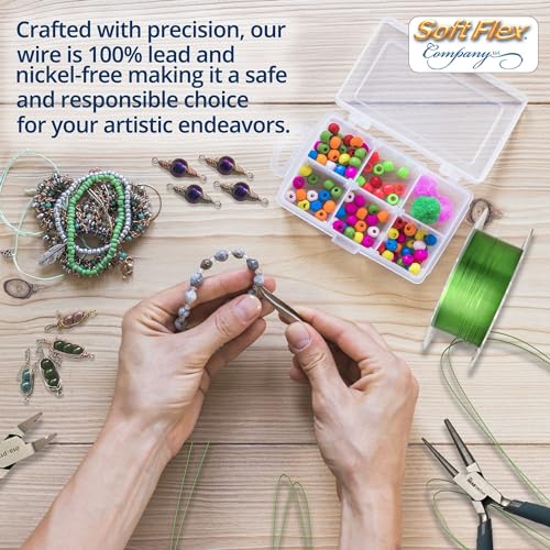 Soft Flex 26 Gauge Craft Wire - 27 Meters - Jewelry Wire with Tarnish Resistant Silver Plating - style: Green