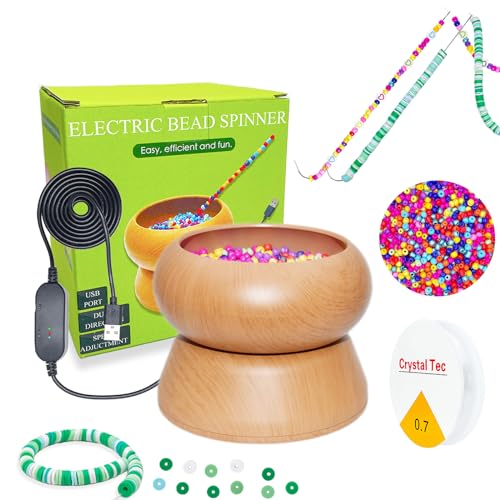 Xmada Electric Bead Spinner - Clay Bead Spinner with 2PC Beading Needles and Seed Beads, Waist Beads Kit, Bead Spinner for Jewelry Making, Electric | Speed Adjustment Beading Tools (Original) - color: Original
