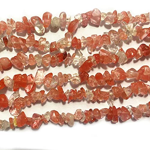 3-5mm Natural Cherry Quartz Gemstone Chips Loose Beads Semi Precious for Jewelry Making DIY Handmade Craft Supplies 1 Strand per Bag Approxi 32" - color: Cherry Quartz