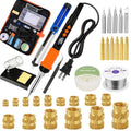 90W Soldering Iron Heat Set Insert Tool, LED Digital Solder Iron Adjustable Temperature(180°C-480°C) with 250Pcs Threaded Inserts Brass Nuts,Soldering Iron Tips,Heat Set Insert Tips,Desoldering Pump - color: 32-in-1 Soldering Iron Kit