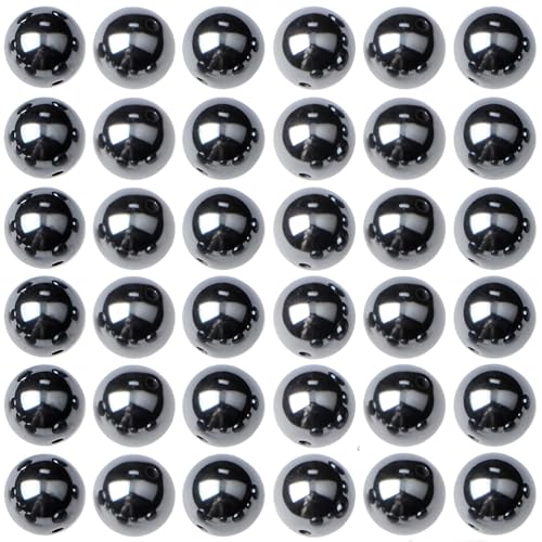 100pcs Natural Stone Beads 8mm Black Hematite Round Genuine Real Stone Beading Loose Gemstone Hole Size 1mm DIY Charm Smooth Beads for Bracelets Necklaces Earrings Jewelry Making Crafts - color: Black Hematite