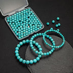 100Pcs Natural Stone Beads 6mm Turquoise Round Gemstone Loose Beads with Elastic Bracelet String for Bracelets Necklace Jewelry Making - color: Blue Turquoise, size: 6mm