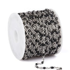 33 Feet Stainless Steel Enamel Chains Bulk, 2mm 304 Stainless Steel Black Enamel Beaded Cable Link Chain Roll Spool for Jewelry Making - color: Stainless Steel Black Beads
