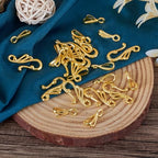 Craftdady 50 Sets Tibetan Gold S Hook Eye Toggle Clasps Metal Closure End Clasps with Bar for Bracelet Necklace Jewelry Making - color: Gold, 25x12mm