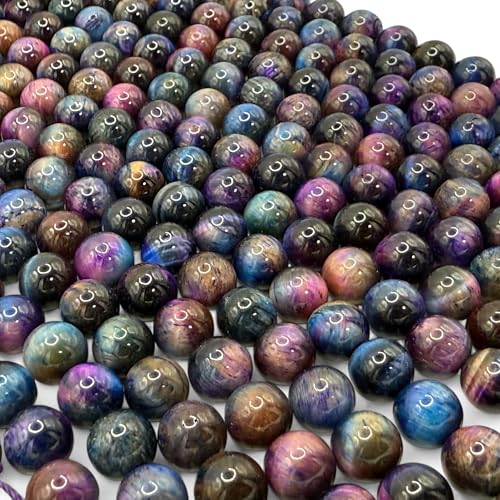 ABCGEMS High-Flash Galaxy Tiger Eye Beads from Africa (Blend of Blue & Purple Hues that Mimic The Beauty of The Galaxy) Smooth Round 10mm - color: Galaxy-Blue Tiger's Eye