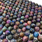 ABCGEMS High-Flash Galaxy Tiger Eye Beads from Africa (Blend of Blue & Purple Hues that Mimic The Beauty of The Galaxy) Smooth Round 10mm - color: Galaxy-Blue Tiger's Eye