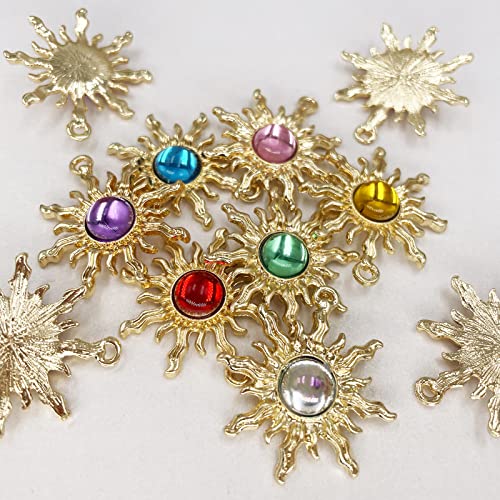 Sun Star Charms Baroque Boho Crystal Gold Plated Resin Gypsy Pendant Alloy for Jewelry Making DIY Craft Bracelet Necklace Earring - color: Sun-Mix-28Pcs
