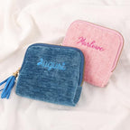 Mothers Day Gifts Personalized Travel Jewelry Case with Embroidered Name,Custom Small Jewelry Pouch Velvet Jewelry Organizer Storage Bag for Bracelet Rings Earring - color: Dark Blue