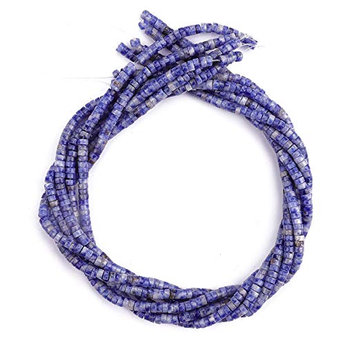 BEADIA Natural Blue Sodalite Spacer Beads Caps Loose Semi Gemstone for Beading Jewelry Making 4mmx2mm 38cm - color: Blue Sodalite, size: Round 4mm x 2mm