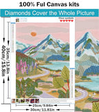 A8MENX0 5D Mountain Diamond Art Painting Kits for Adults,Full Drill Diamond Dots Paintings for Beginners,DIY Crafts Kits Paint with Round Diamonds Pictures Gem Art Painting DIY Crafts Kits 12x16 inch - color: Pink Mountain