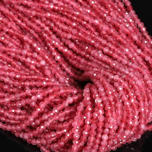 Song Xi 180pcs 2mm Natural Pink Tourmaline Gemstone Beads Faceted Round Loose Stone Beads for Jewelry Making (1 Strand) - color: Pink Tourmaline, size: 1.9-2.4mm