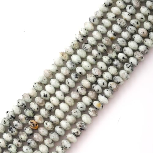 Faceted 4x6mm Natural Kiwi Jasper Stone Rondelle Spacer Gemstone Beads Loose Semi Gemstone Beads for Jewelry Making - color: Kiwi Jasper