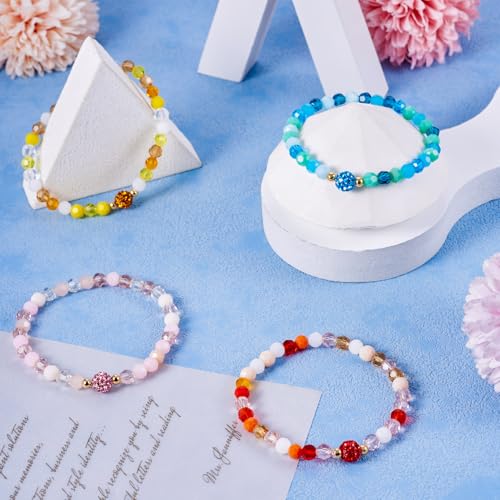Elecrelive Glass Round Beaded Bracelet Set Clay Beaded Bracelets Stretch Bracelets - color: 4 Colors