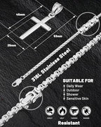 Exquisite Cross Necklace for Men and Women, Silver/Gold/Black Cross Chain with Top-grade 316L Stainless Steel Cross Pendant, 18-24 Inch Box/Byzantine Chains - color: Luxury Gold, size: 24 Inch=61CM, style: Byzantine Chain with Medium Pendant