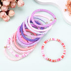 Friendship Bracelet Beaded Bracelet Heishi Surfer Bracelets Set Polymer Clay Heishi Beads Stretch Bracelets Preppy Bohemian Summer Beach Bracelets for Women - color: Purple