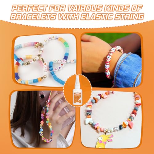 Bracelet Strings Professional Elastic String Knot Fixing Drip, Clear Bracelet Glue for Elastic String, Keep Stretchy Bracelet String Stay Perfectly Tied for Clay Beads, Jewelry Making Supplies (30g×2)