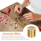 HARFINGTON Wire 203ft Length 24 Gauge Copper Craft Jewelry Wrapping Wire Tarnish Resistant Beading for Jewelry Making Supplies Crafting, Bright Gold - color: Bright Gold