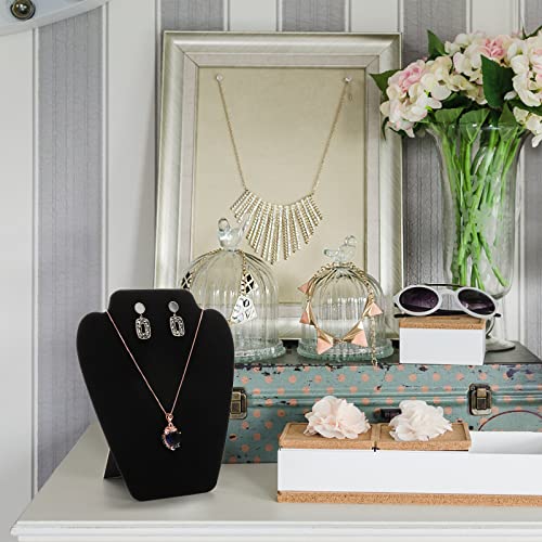 Foraineam 12 Pack Black Velvet Necklace Earring Display, Collapsible Jewelry Bust Stand Earring Necklace Chain and Pendant Easel Display Holder for Shows Business Home