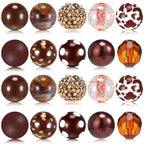Ferreve 20 Pcs Chunky Bubblegum Beads 20mm Focal Pen Large Rhinestone Pearl Beads for DIY Beadable Pen School Jewelry Making Keychain Craft Making(Brown) - color: Brown