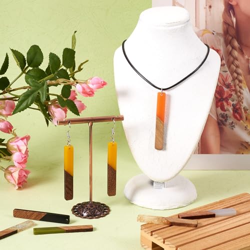 Beadthoven 18pcs/9 Pairs Natural Wood Resin Rectangle Bar Charms Bohemian DIY Earrings Pendants Mixed Colors Vertical Bar Wooden Pieces Pendants for Statement Jewelry Making Findings - color: 0Rectangle