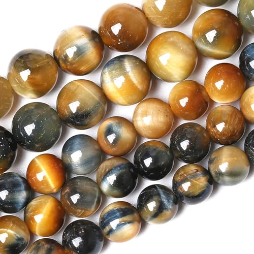 6MM Dream Blue Tiger Eye Stone Beads Natural Gemstone Round Loose Beads for Jewelry Making Bracelet Necklace 120pcs 2 Strands 32" - color: Dream Blue Tiger Eye, size: 6mm