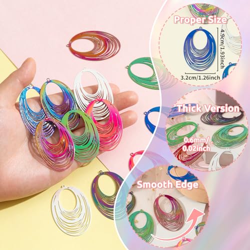 Dazzling Colorful Filigree Charms Hollow Out Multicolor Geometric Filigree Pendants for DIY Jewelry Making Earrings Necklaces Components - color: Ellipse-1