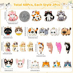 Cat Charms Pendants - 48Pcs Pet Cat Alloy Enamel Jewelry Pendants Bulk Cute Animals Gold Enamel Charms for Jewelry Making Earring Necklace Bracelet Making DIY Crafts Birthday Xmas Winter Holiday Gift